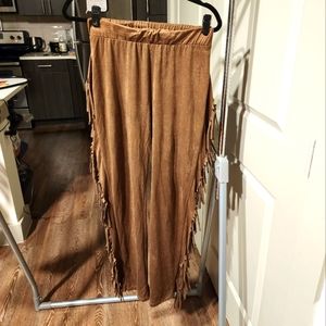 Suede fringe pants